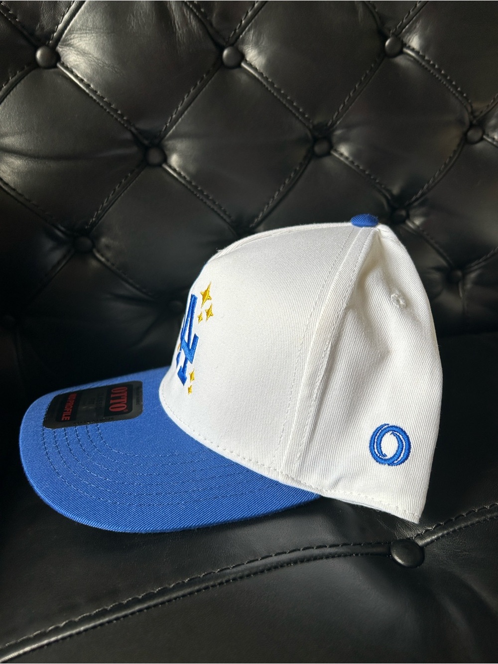 LA Dodgers Snapback Hat White Blue Gold Sparkle Embroidered OTTO Classic Fit Cap - Picture 3 of 8